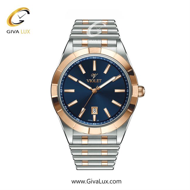 ساعت مچی اورجینال مردانه ویولت VIOLET نقره ای-رزگلد | نقره ای-رزگلد| آبی| کد رفرنس 0612/2