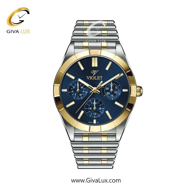 ساعت مچی اورجینال زنانه ویولت VIOLET سه موتوره فول تایم نقره ای-طلایی | طلایی-نقره ای| آبی| کد رفرنس 0613/2