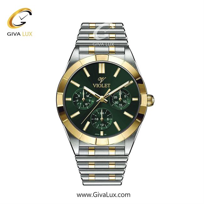 ساعت مچی اورجینال زنانه ویولت VIOLET سه موتوره فول تایم طلایی-نقره ای | طلایی-نقره ای| سبز| کد رفرنس 0613/2