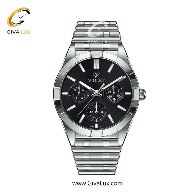 ساعت مچی اورجینال زنانه ویولت VIOLET سه موتوره فول تایم نقره ای | نقره ای| مشکی| کد رفرنس 0613