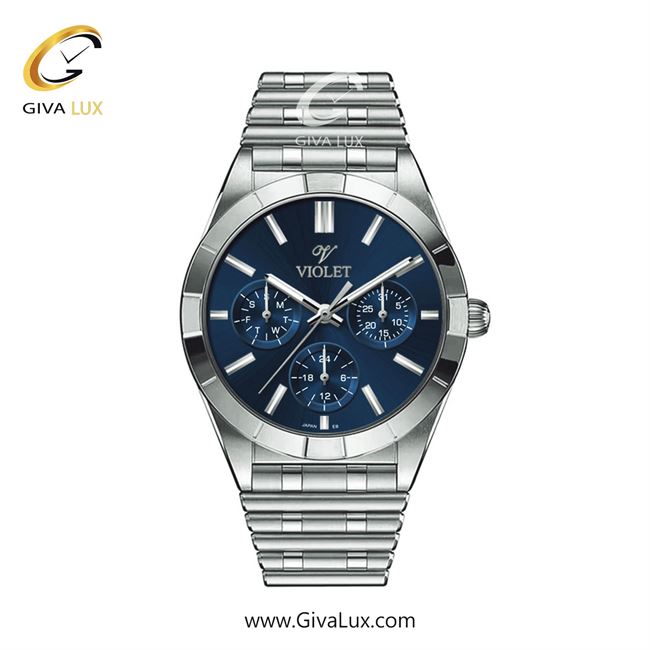 ساعت مچی اورجینال زنانه ویولت VIOLET سه موتوره فول تایم نقره ای | نقره ای| آبی| کد رفرنس 0613