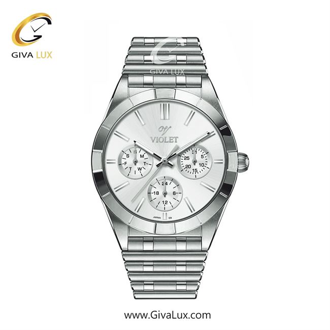ساعت مچی اورجینال زنانه ویولت VIOLET سه موتوره فول تایم نقره ای | نقره ای| سفید| کد رفرنس 0613