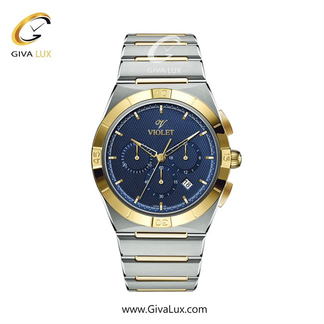 ساعت مچی اورجینال مردانه ویولت VIOLET سه موتوره کرنوگراف نقره ای-طلایی | طلایی-نقره ای| آبی| کد رفرنس  0614/2