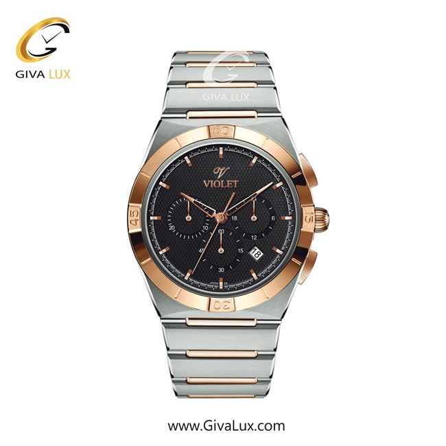 ساعت مچی اورجینال مردانه ویولت VIOLET سه موتوره کرنوگراف نقره ای-رزگلد | رزگلد-نقره ای| مشکی| کد رفرنس  0614/2
