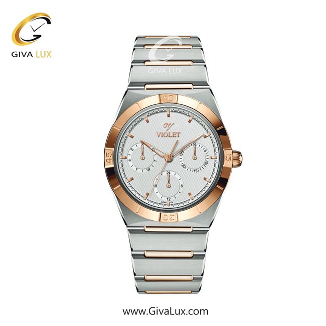ساعت مچی اورجینال زنانه ویولت VIOLET سه موتوره فول تایم رزگلد | رزگلد-نقره ای| نقره ای| کد رفرنس 0614/2