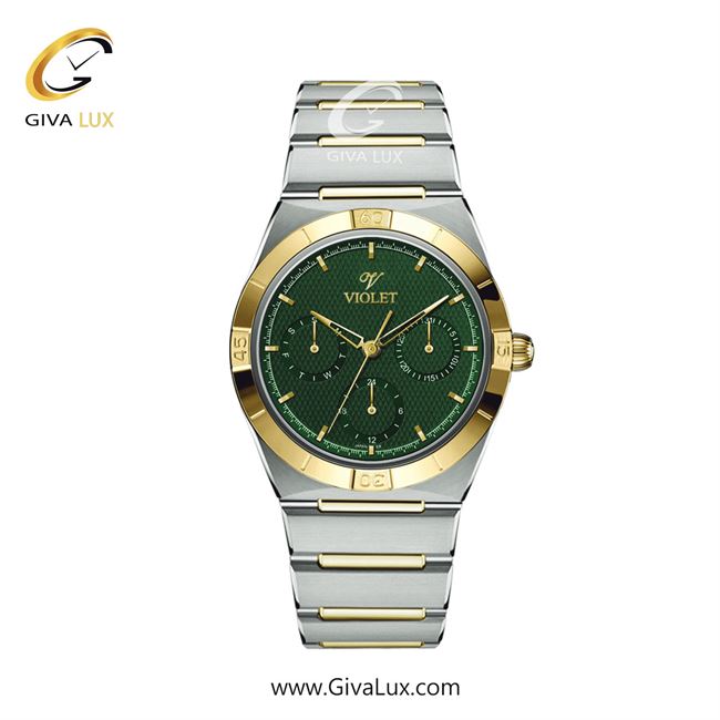 ساعت مچی اورجینال زنانه ویولت VIOLET سه موتوره فول تایم طلایی | نقره ای-طلایی| سبز| کد رفرنس 0614/2