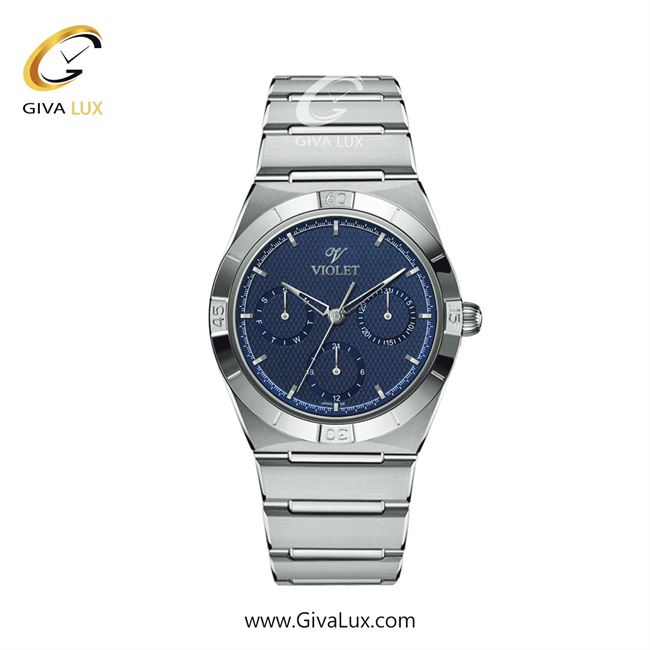 ساعت مچی اورجینال زنانه ویولت VIOLET سه موتوره فول تایم نقره ای | نقره ای| آبی| کد رفرنس 0614