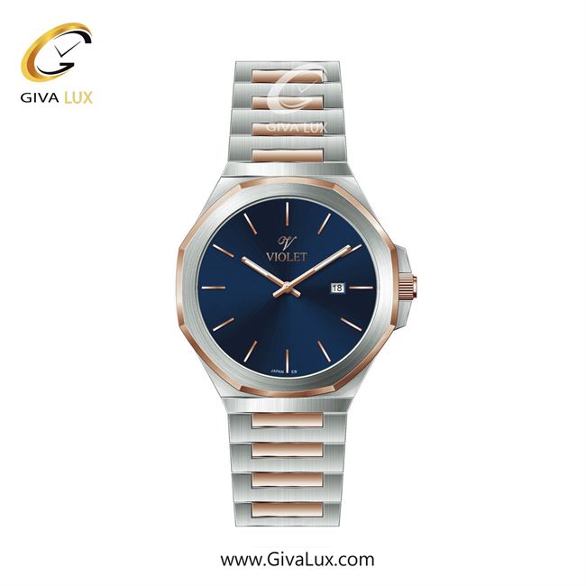ساعت مچی اورجینال مردانه ویولت VIOLET نقره ای-رزگلد | نقره ای-رزگلد| آبی| کد رفرنس 0623/2