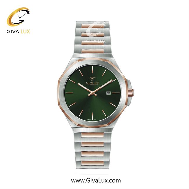 ساعت مچی اورجینال مردانه ویولت VIOLET رزگلد-نقره ای | رزگلد-نقره ای| سبز| کد رفرنس 0623/2