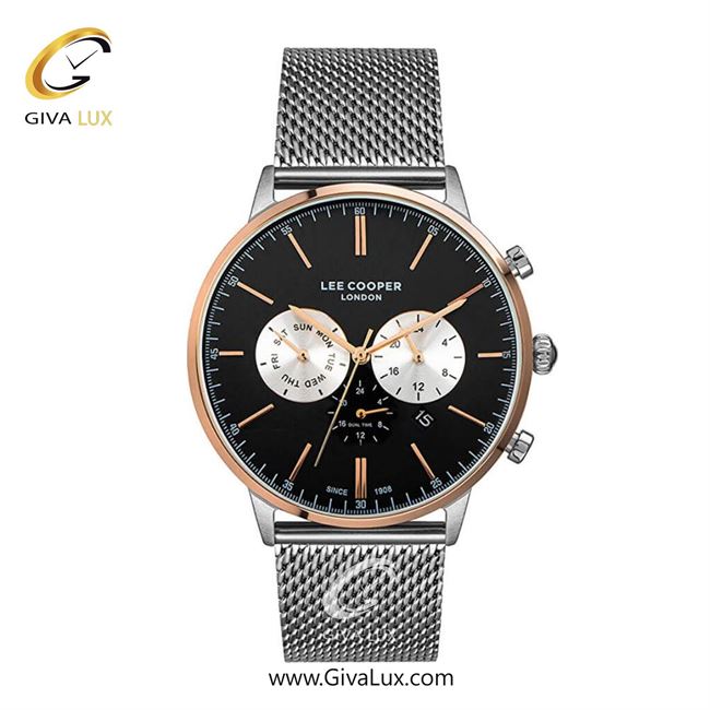 ساعت مچی اورجینال مردانه لی کوپر سه موتوره کرنوگراف رزگلد | نقره ای| مشکی| کد رفرنس LC07199.350