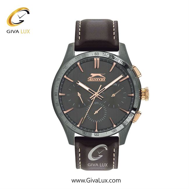 ساعت مچی اورجینال مردانه اسلازنگر | Slazenger سه موتوره فول تایم تیتانیوم | قهوه ای| دودی|تیتانیوم| کد رفرنس sl.09.2006.2.02