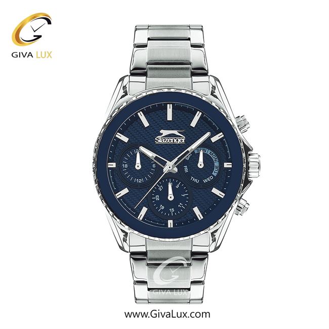 ساعت مچی اورجینال مردانه اسلازنگر | Slazenger سه موتوره فول تایم نقره ای-سرمه ای | نقره ای| سرمه ای| کد رفرنس sl.09.2022.2.01
