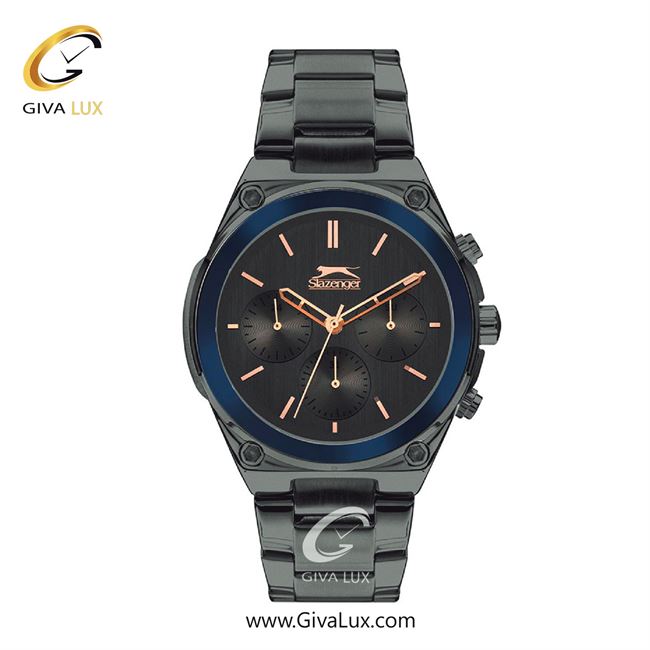 ساعت مچی اورجینال مردانه اسلازنگر | Slazenger سه موتوره فول تایم سرمه ای-تیتانیوم | تیتانیوم(زغالی)| دودی|تیتانیوم| کد رفرنس SL.09.2027.2.03