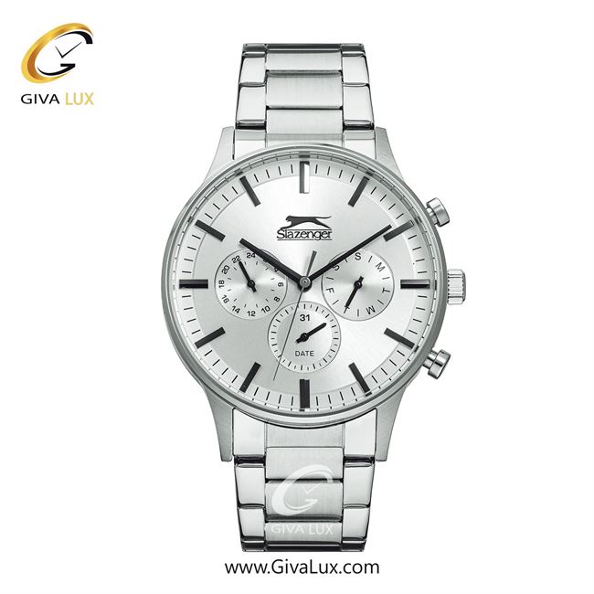 ساعت مچی اورجینال مردانه اسلازنگر | Slazenger سه موتوره فول تایم نقره ای | نقره ای| نقره ای| کد رفرنس sl.09.2214.2.05