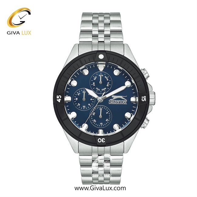ساعت مچی اورجینال مردانه اسلازنگر | Slazenger سه موتوره فول تایم نقره ای-مشکی | نقره ای| سرمه ای| کد رفرنس sl.09.2227.2.05