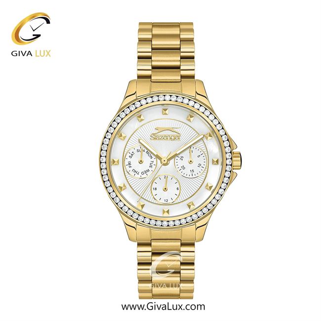 ساعت مچی اورجینال زنانه اسلازنگر | Slazenger سه موتوره فول تایم طلایی | طلایی| نقره ای| کد رفرنس sl.09.2241.4.06
