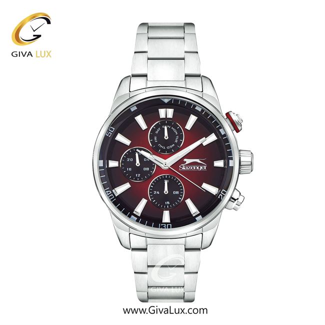 ساعت مچی اورجینال مردانه اسلازنگر | Slazenger سه موتوره فول تایم نقره ای | نقره ای| مشکی-زرشکی| کد رفرنس sl.09.2272.2.06