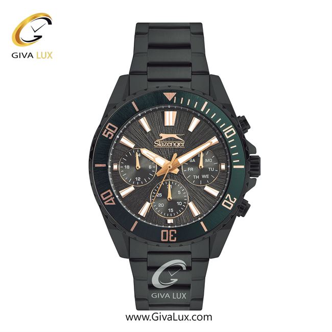 ساعت مچی اورجینال مردانه اسلازنگر | Slazenger سه موتوره فول تایم سبز-تیتانیوم | تیتانیوم(زغالی)| دودی|تیتانیوم| کد رفرنس sl.09.2273.2.03