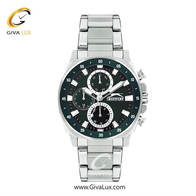ساعت مچی اورجینال مردانه اسلازنگر | Slazenger سه موتوره فول تایم سبز-نقره ای | نقره ای| سبز یشمی تیره| کد رفرنس sl.09.2292.2.03