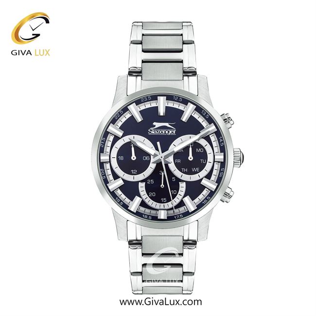 ساعت مچی اورجینال مردانه اسلازنگر | Slazenger سه موتوره فول تایم نقره ای | نقره ای| سرمه ای| کد رفرنس sl.09.2294.2.05