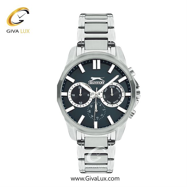 ساعت مچی اورجینال مردانه اسلازنگر | Slazenger سه موتوره فول تایم نقره ای | نقره ای| سرمه ای| کد رفرنس sl.09.2300.2.04