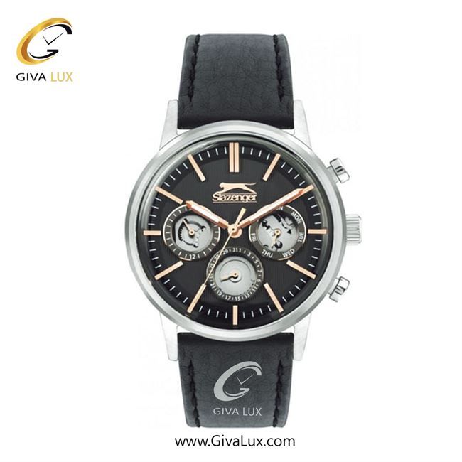 ساعت مچی اورجینال مردانه اسلازنگر | Slazenger سه موتوره فول تایم نقره ای | مشکی| مشکی| کد رفرنس sl.09.2302.2.03