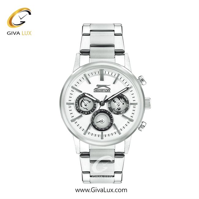 ساعت مچی اورجینال مردانه اسلازنگر | Slazenger سه موتوره فول تایم نقره ای | نقره ای| سفید| کد رفرنس sl.09.2303.2.05