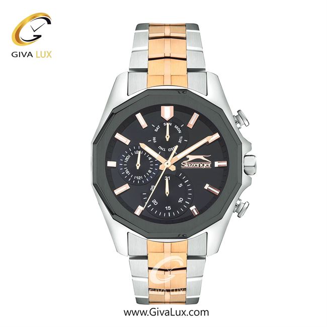 ساعت مچی اورجینال مردانه اسلازنگر | Slazenger سه موتوره فول تایم تیتانیوم-نقره ای | نقره ای-رزگلد| دودی|تیتانیوم| کد رفرنس sl.09.2312.2.02