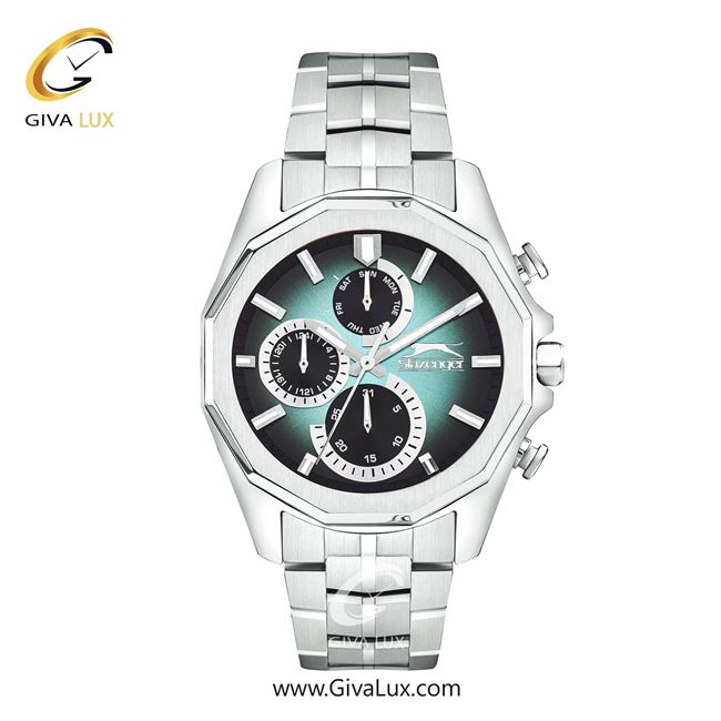 ساعت مچی اورجینال مردانه اسلازنگر | Slazenger سه موتوره فول تایم نقره ای | نقره ای| سبز-دودی|تیتانیوم| کد رفرنس sl.09.2312.2.06