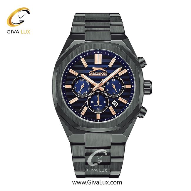 ساعت مچی اورجینال مردانه اسلازنگر | Slazenger سه موتوره کرنوگراف تیتانیوم | تیتانیوم(زغالی)| سرمه ای-مشکی| کد رفرنس SL.09.2345.2.04