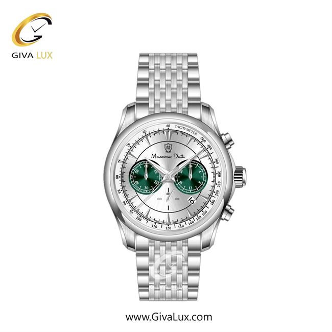 ساعت مچی اورجینال مردانه ماسیمو دوتی سه موتوره کرنوگراف نقره ای | نقره ای| نقره ای-سبز یشمی تیره| کد رفرنس MD.1.10008.04