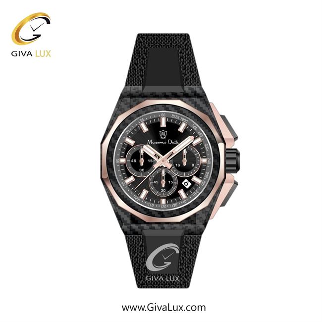 ساعت مچی اورجینال مردانه ماسیمو دوتی سه موتوره کرنوگراف رزگلد | مشکی| مشکی| کد رفرنس MD.1.10011.02
