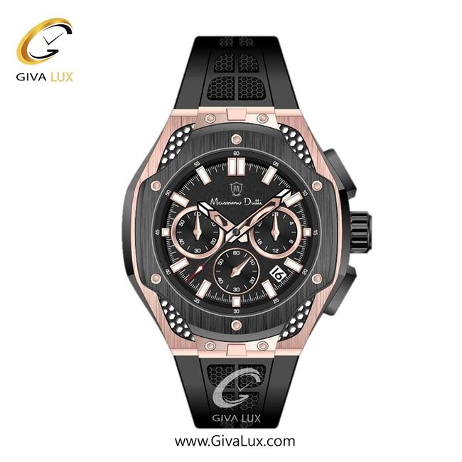 ساعت مچی اورجینال مردانه ماسیمو دوتی سه موتوره کرنوگراف رزگلد-مشکی | مشکی| مشکی| کد رفرنس MD.1.10013.01