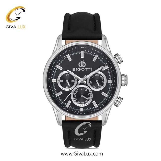 ساعت مچی اورجینال مردانه بیگوتی BIGOTTI سه موتوره فول تایم نقره ای | مشکی| مشکی| کد رفرنس BG.1.10390.1