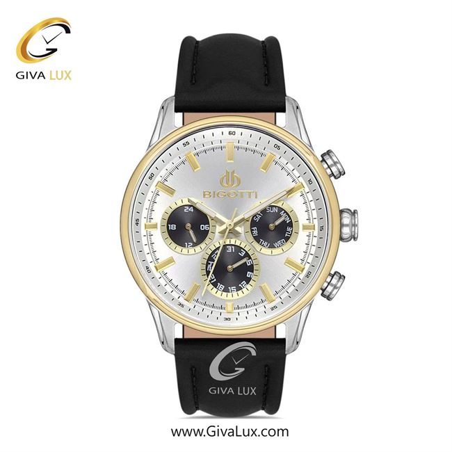 ساعت مچی اورجینال مردانه بیگوتی BIGOTTI سه موتوره فول تایم طلایی-نقره ای | مشکی| نقره ای| کد رفرنس BG.1.10390.5