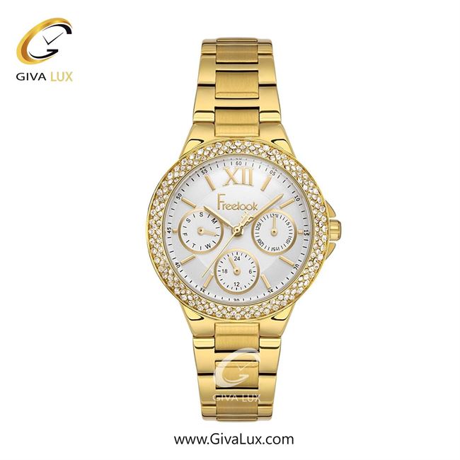 ساعت مچی اورجینال زنانه فریلوک Freelook سه موتوره فول تایم طلایی | طلایی| نقره ای| کد رفرنس FL.1.10401-2