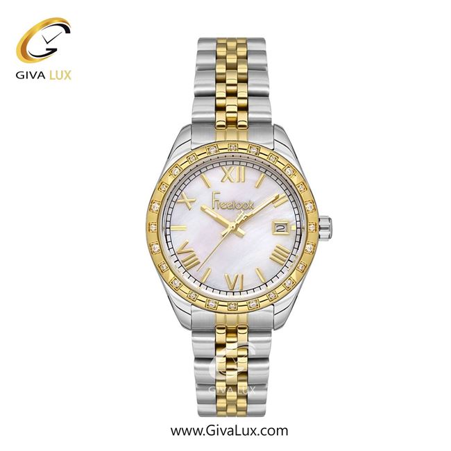 ساعت مچی اورجینال زنانه فریلوک Freelook طلایی | نقره ای-طلایی| سفید صدفی| کد رفرنس FL.1.10410-4