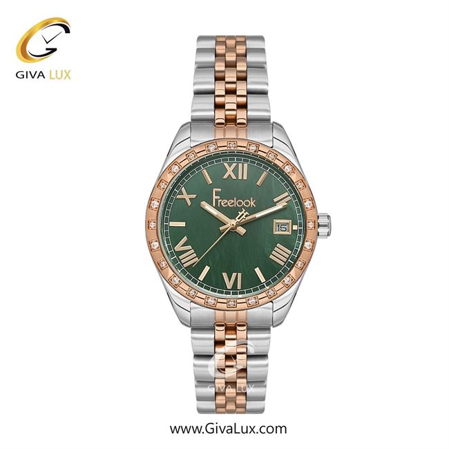 ساعت مچی اورجینال زنانه فریلوک Freelook رزگلد | نقره ای-رزگلد| سبز یشمی تیره| کد رفرنس FL.1.10410-5