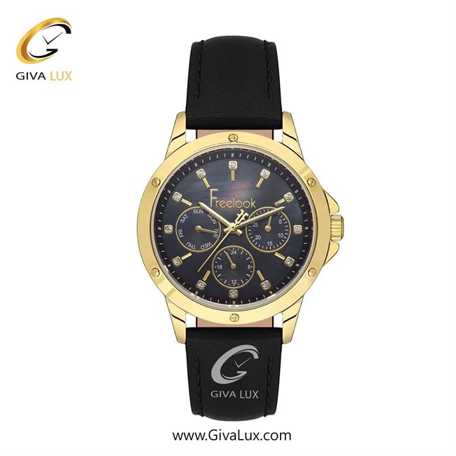 ساعت مچی اورجینال زنانه فریلوک Freelook سه موتوره فول تایم طلایی | مشکی| مشکی| کد رفرنس FL.1.10415-2