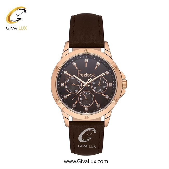 ساعت مچی اورجینال زنانه فریلوک Freelook سه موتوره فول تایم رزگلد | قهوه ای| قهوه ای| کد رفرنس FL.1.10415-5