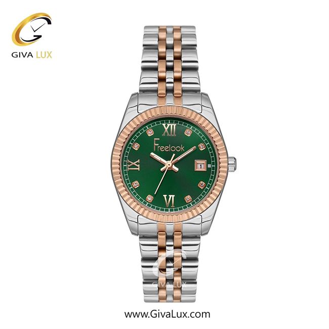 ساعت مچی اورجینال زنانه فریلوک Freelook رزگلد | نقره ای-رزگلد| سبز یشمی تیره| کد رفرنس FL.1.10417-6