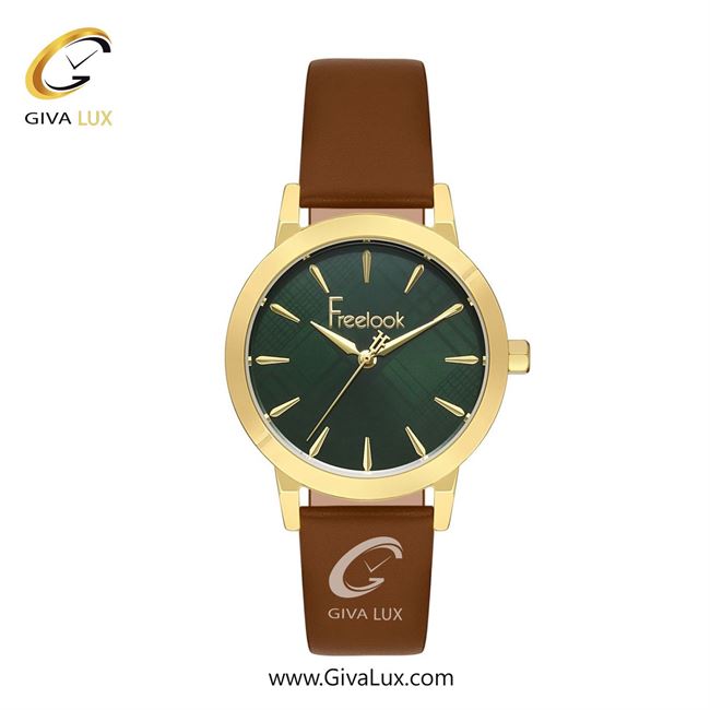 ساعت مچی اورجینال زنانه فریلوک Freelook طلایی | قهوه ای| سبز یشمی تیره| کد رفرنس FL.1.10420-3