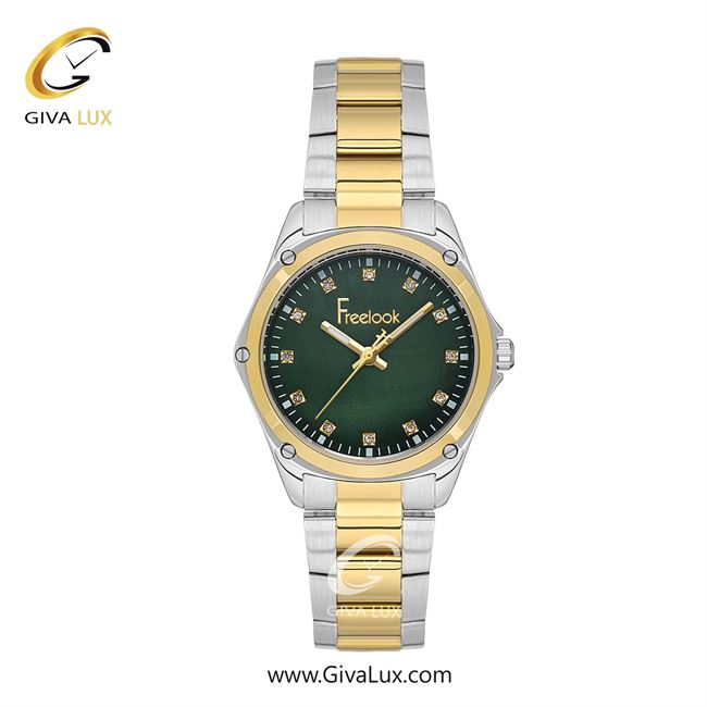 ساعت مچی اورجینال زنانه فریلوک Freelook طلایی | نقره ای-طلایی| سبز یشمی تیره| کد رفرنس FL.1.10437-4