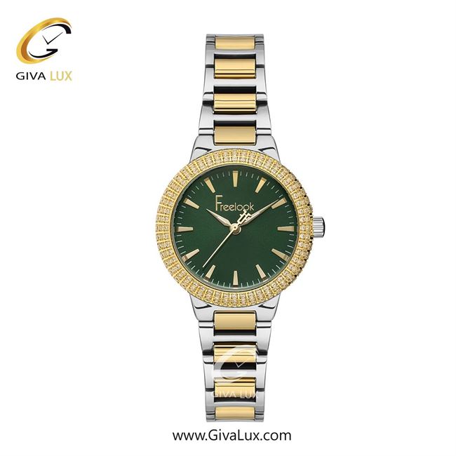 ساعت مچی اورجینال زنانه فریلوک Freelook طلایی | نقره ای-طلایی| سبز یشمی تیره| کد رفرنس FL.1.10438-4