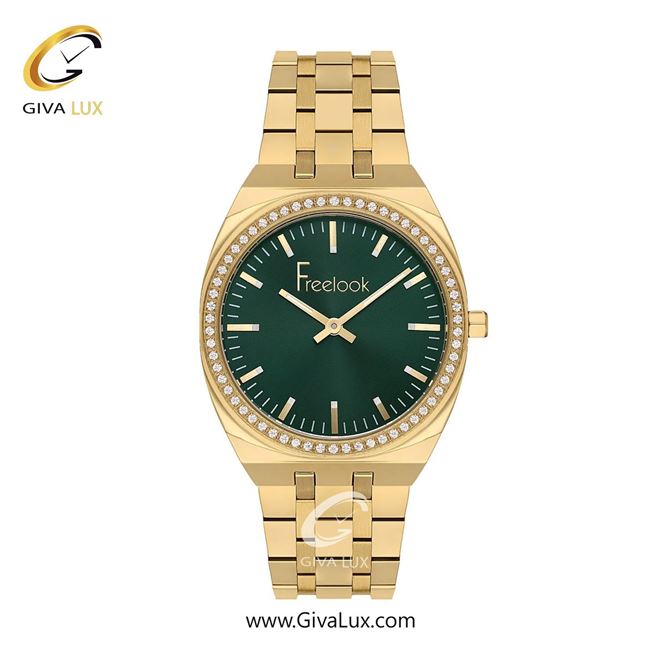 ساعت مچی اورجینال زنانه فریلوک Freelook طلایی | طلایی| سبز یشمی تیره| کد رفرنس FL.1.10439-3