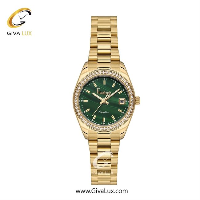 ساعت مچی اورجینال زنانه فریلوک Freelook طلایی | طلایی| سبز یشمی تیره| کد رفرنس FL.1.10442-3