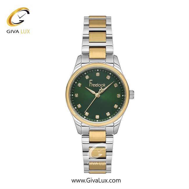 ساعت مچی اورجینال زنانه فریلوک Freelook طلایی | طلایی-نقره ای| سبز یشمی تیره| کد رفرنس FL.1.10444-6