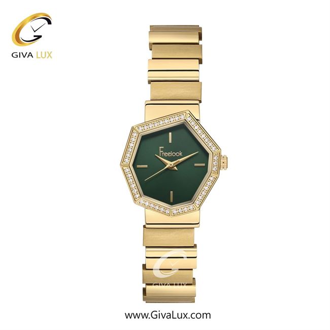 ساعت مچی اورجینال زنانه فریلوک Freelook طلایی | طلایی| سبز یشمی تیره| کد رفرنس FL.1.10492-3