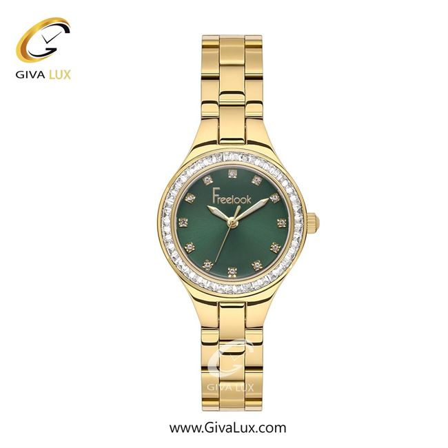 ساعت مچی اورجینال زنانه فریلوک Freelook طلایی | طلایی| سبز یشمی تیره| کد رفرنس FL.1.10493-4