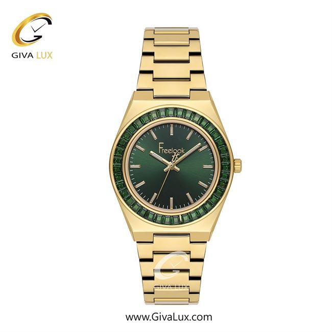 ساعت مچی اورجینال زنانه فریلوک Freelook طلایی | طلایی| سبز یشمی تیره| کد رفرنس FL.1.10502-5